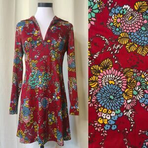 VTG 1960s Corky Craig Flower Power Mini Collared Gogo Dress